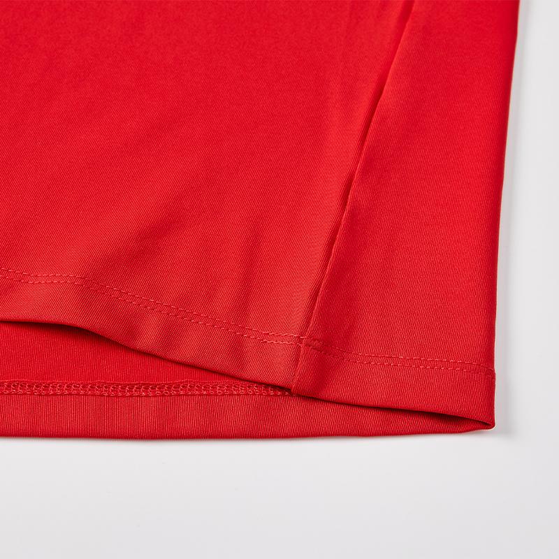 男子 透氣半拉鍊速乾 袖口姆指扣長袖【紅】