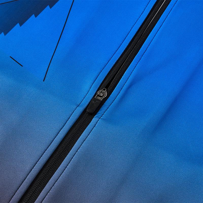 男子 針織拉鍊幾何花紋有領外套【藍/黑】