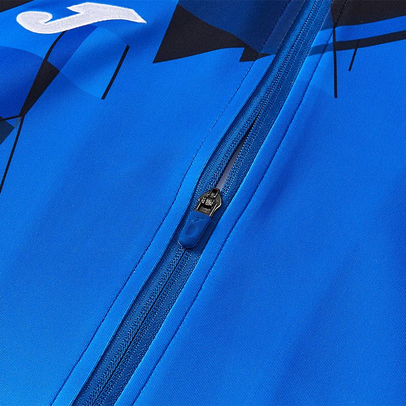 男子 針織拉鍊幾何花紋有領外套【白/藍】