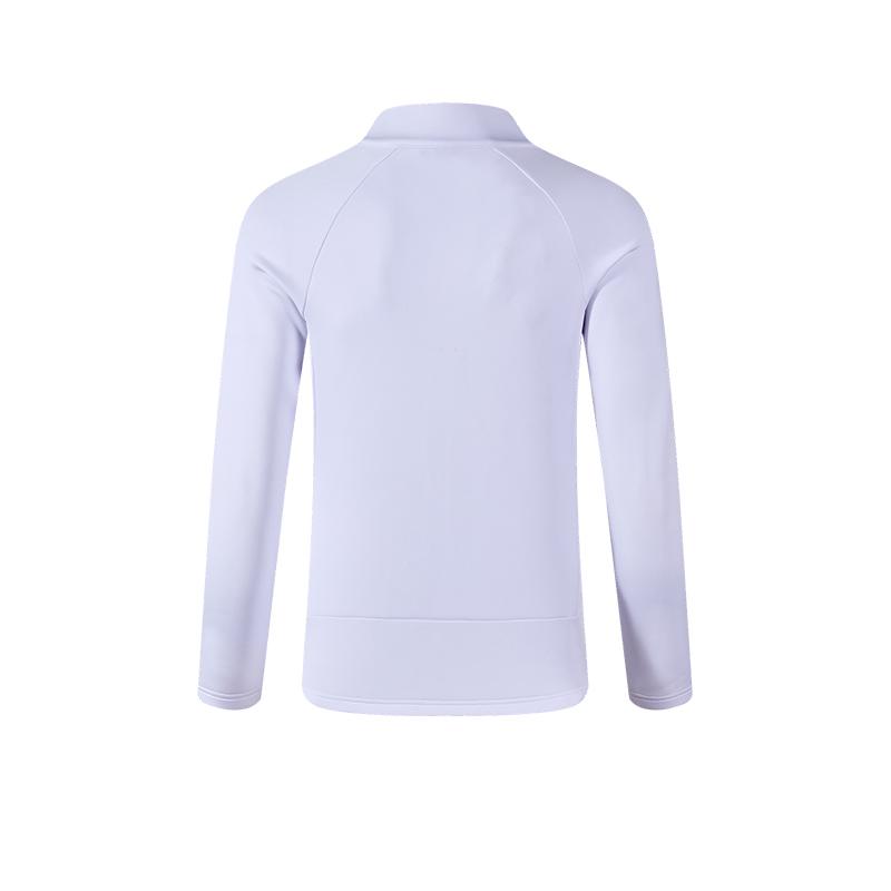 男子針織長袖拉鍊衫【白】