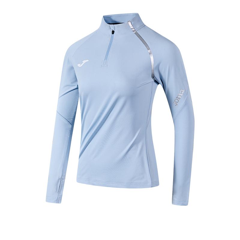 Women's half-zip long training shirt (black/light blue/grey purple)