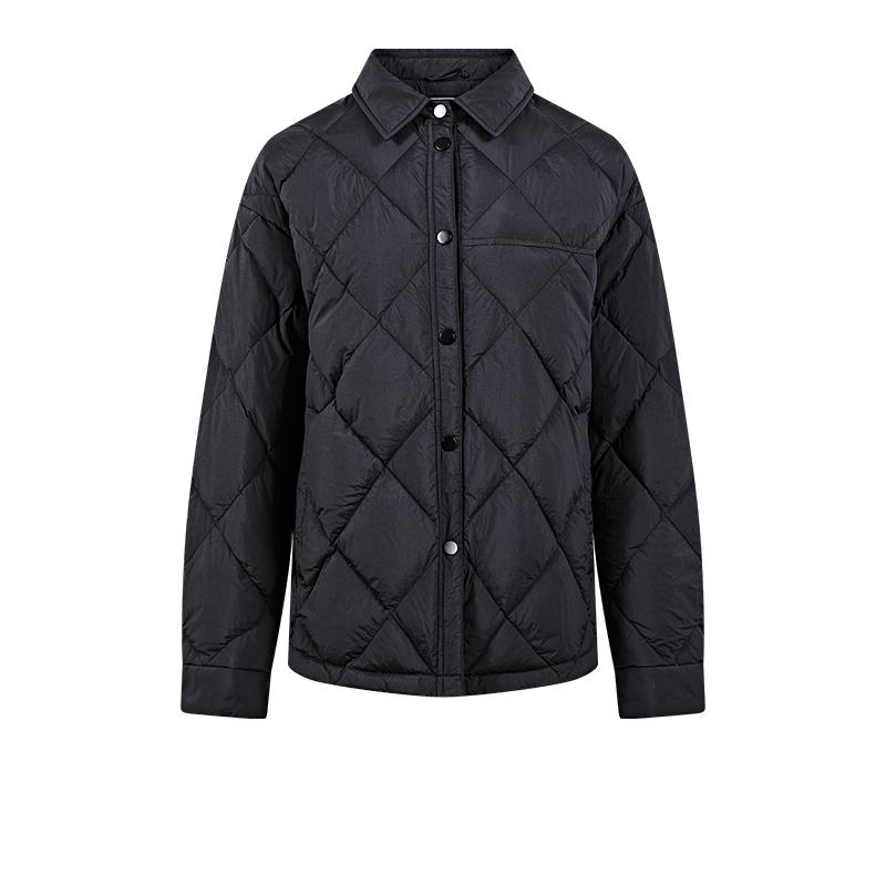 Women's short down jacket (black/off-white)