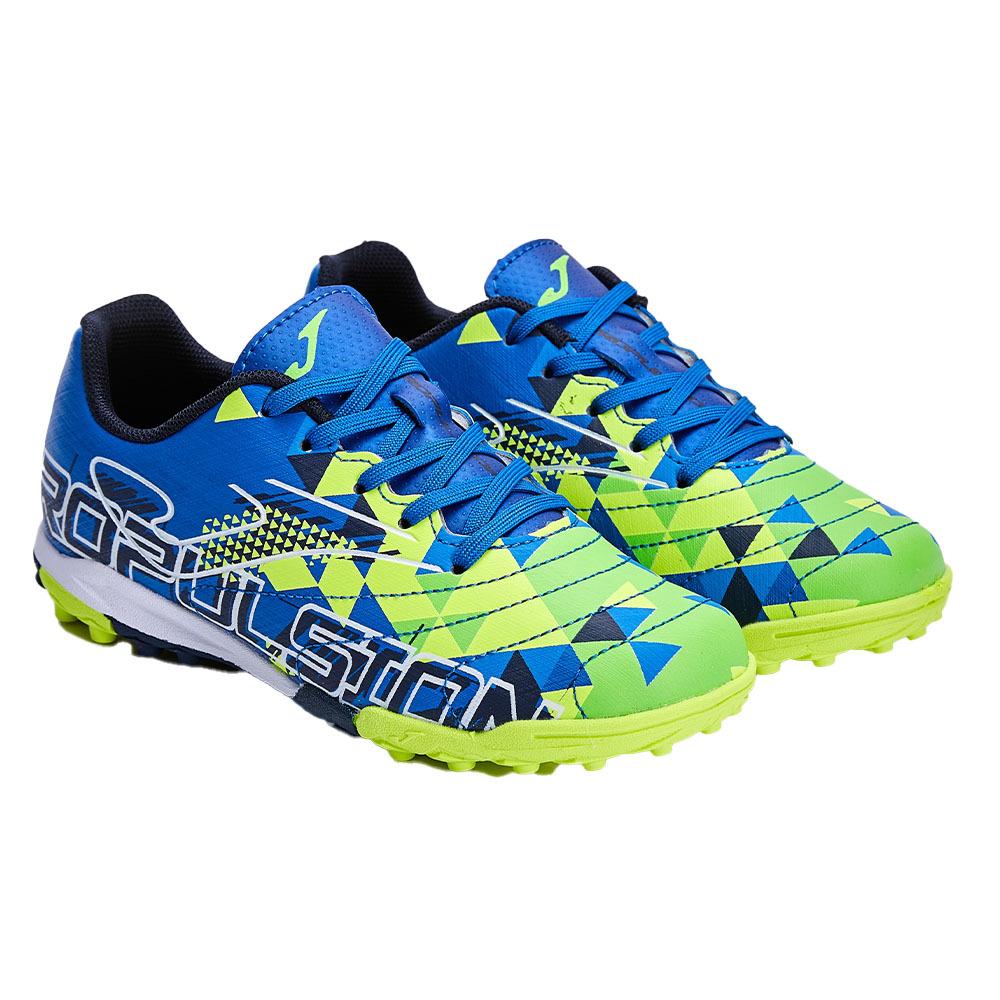 Children's spiked soccer shoes PROPULSION JR. - TF (blue/green)