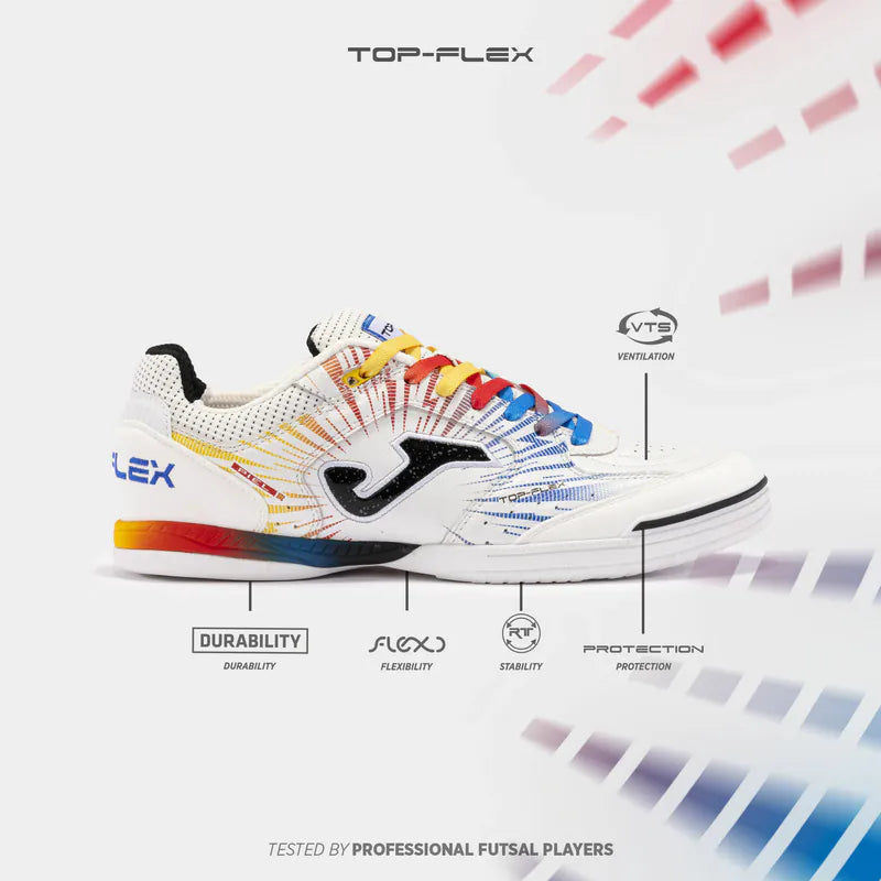 五人足球世界盃特別系列 五人足球鞋 TOP FLEX (石地/室内)【白紅】