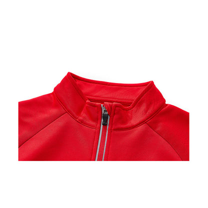 Men's half-zip plus velvet long-sleeved T-shirt ~ Training Series [Red]