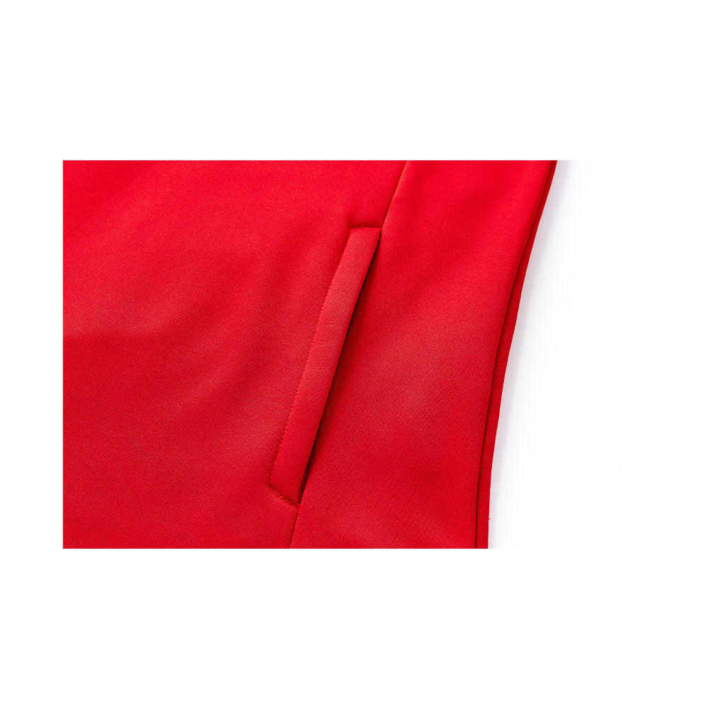 Men's half-zip plus velvet long-sleeved T-shirt ~ Training Series [Red]