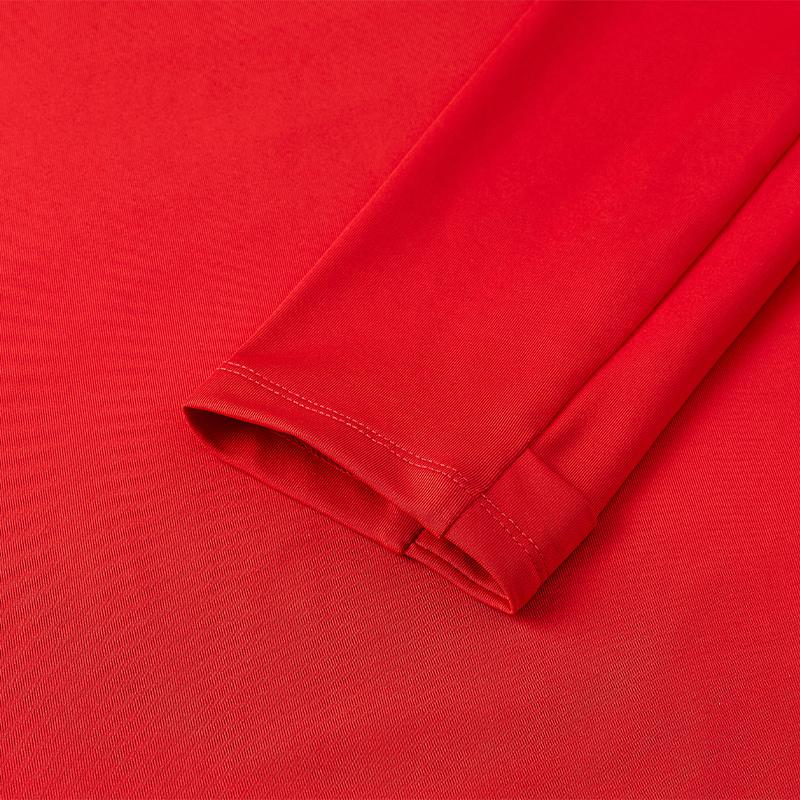 Men's Breathable Half-Zip Quick-Drying Cuffs Thumb Button Long Sleeves [Red]
