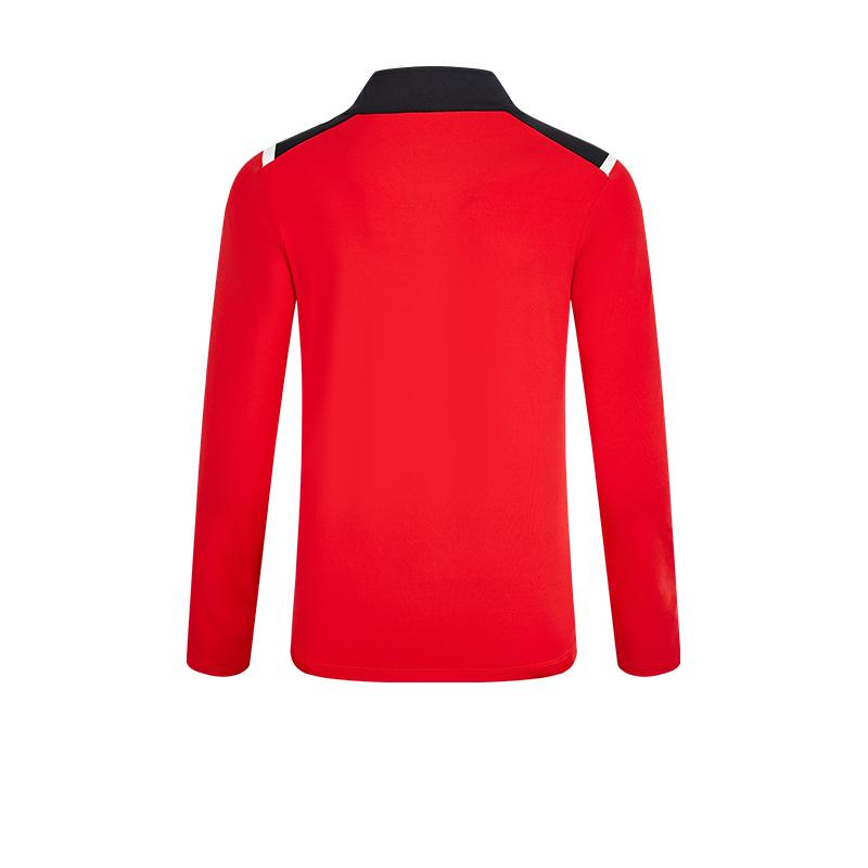 Men's Breathable Half-Zip Quick-Drying Cuffs Thumb Button Long Sleeves [Red]