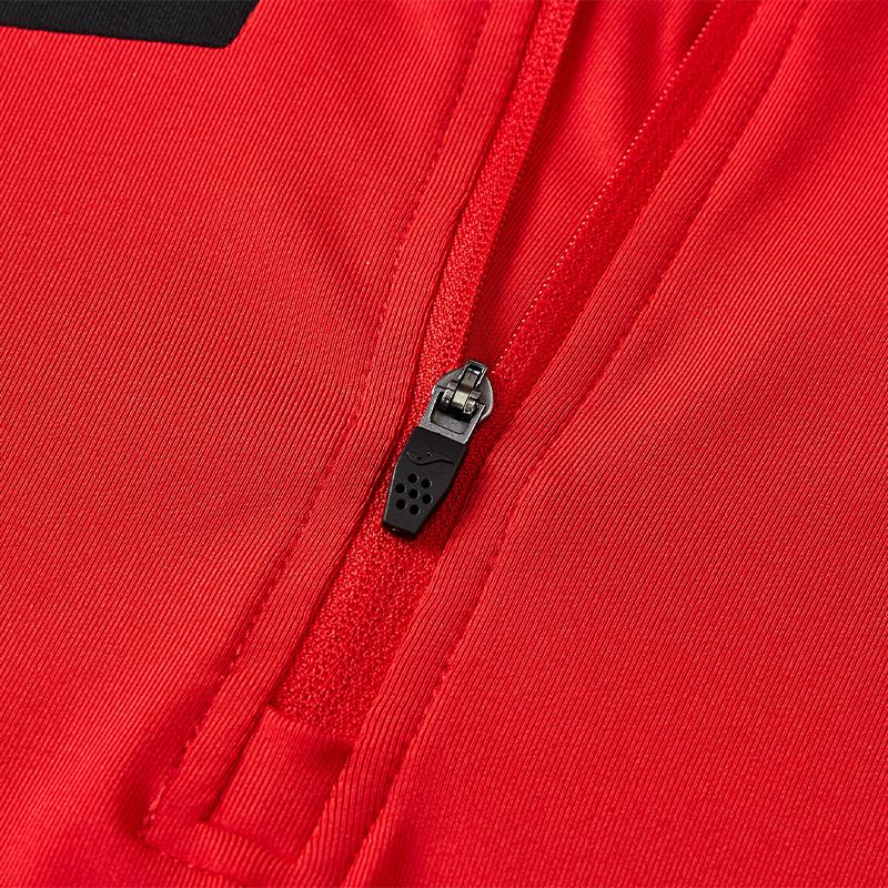 Men's Breathable Half-Zip Quick-Drying Cuffs Thumb Button Long Sleeves [Red]