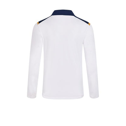 Men's Breathable Half-Zip Quick-Drying Cuffs Thumb Button Long Sleeves [White]