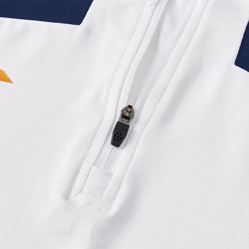 Men's Breathable Half-Zip Quick-Drying Cuffs Thumb Button Long Sleeves [White]