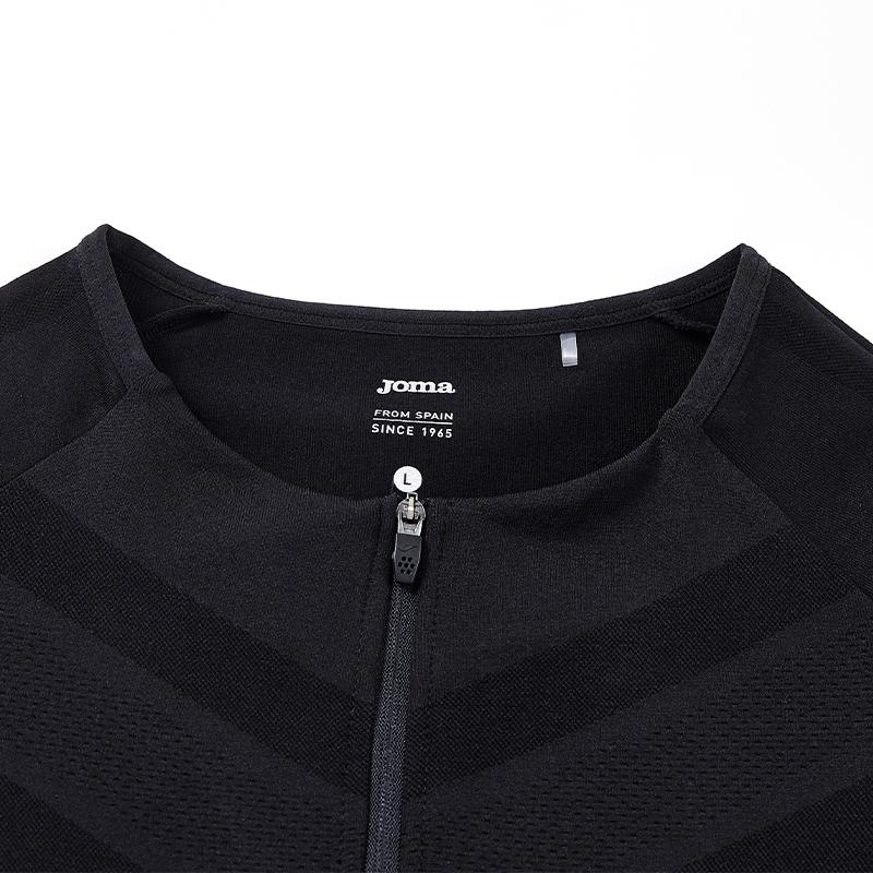Men's one-piece woven half-zip long sleeves [black]