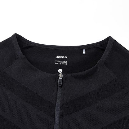 Men's one-piece woven half-zip long sleeves [black]