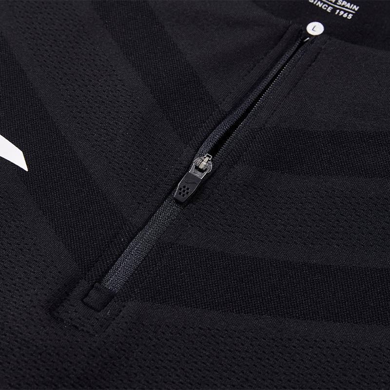 Men's one-piece woven half-zip long sleeves [black]