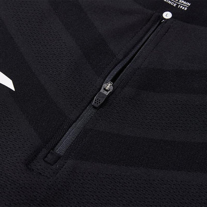 Men's one-piece woven half-zip long sleeves [black]