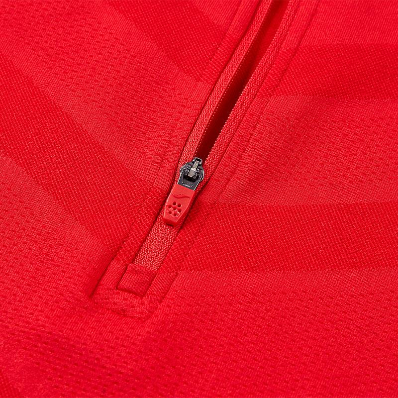 Men's one-piece woven half-zip long sleeves [red]
