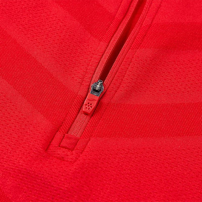 Men's one-piece woven half-zip long sleeves [red]