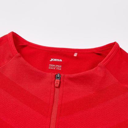 Men's one-piece woven half-zip long sleeves [red]