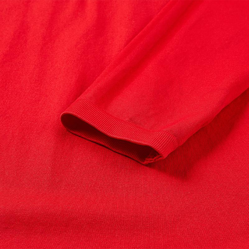 Men's one-piece woven half-zip long sleeves [red]