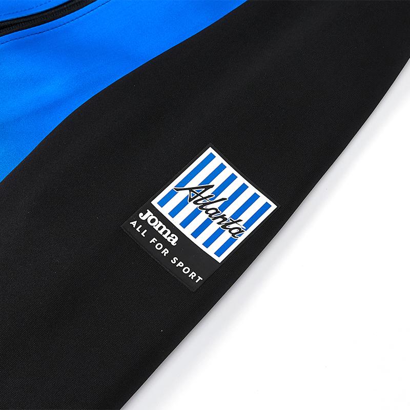 Men's knitted zippered geometric pattern collared jacket [blue/black]