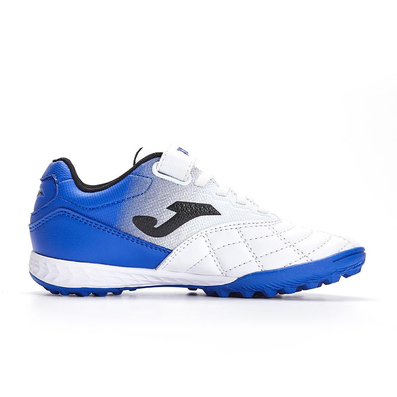 兒童魔術貼碎釘足球鞋 LIGA T1 - TF 【白藍】