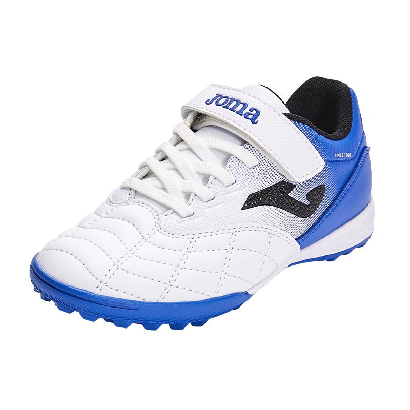 兒童魔術貼碎釘足球鞋 LIGA T1 - TF 【白藍】