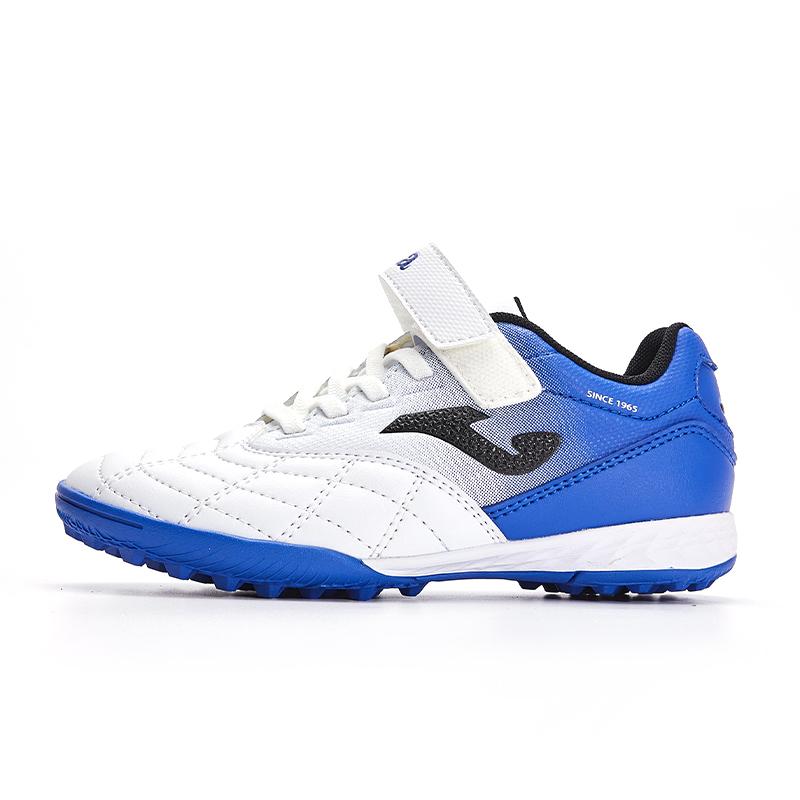 兒童魔術貼碎釘足球鞋 LIGA T1 - TF 【白藍】