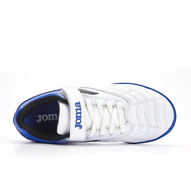 兒童魔術貼碎釘足球鞋 LIGA T1 - TF 【白藍】