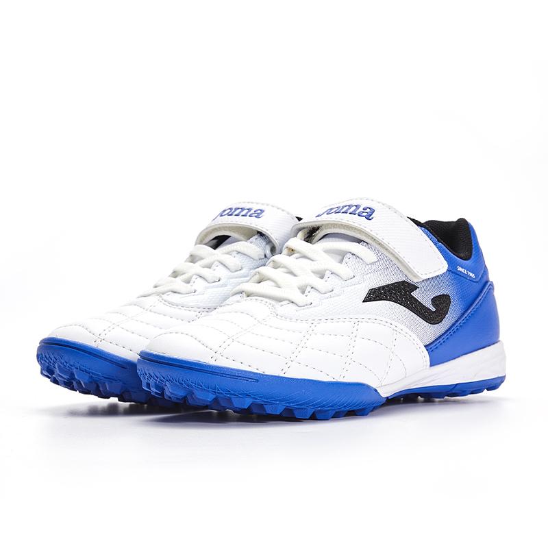 兒童魔術貼碎釘足球鞋 LIGA T1 - TF 【白藍】