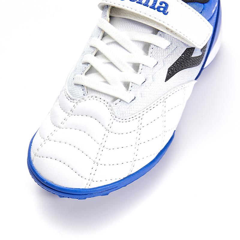 兒童魔術貼碎釘足球鞋 LIGA T1 - TF 【白藍】