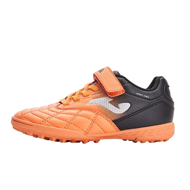 兒童魔術貼碎釘足球鞋 LIGA T1 - TF 【黑橙】