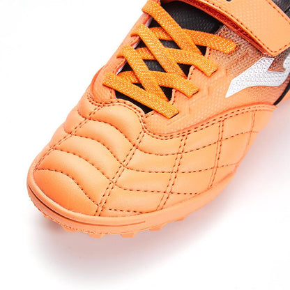 兒童魔術貼碎釘足球鞋 LIGA T1 - TF 【黑橙】