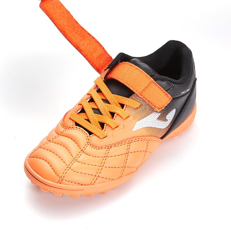 兒童魔術貼碎釘足球鞋 LIGA T1 - TF 【黑橙】