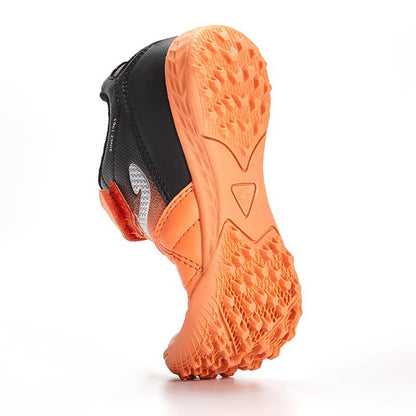 兒童魔術貼碎釘足球鞋 LIGA T1 - TF 【黑橙】