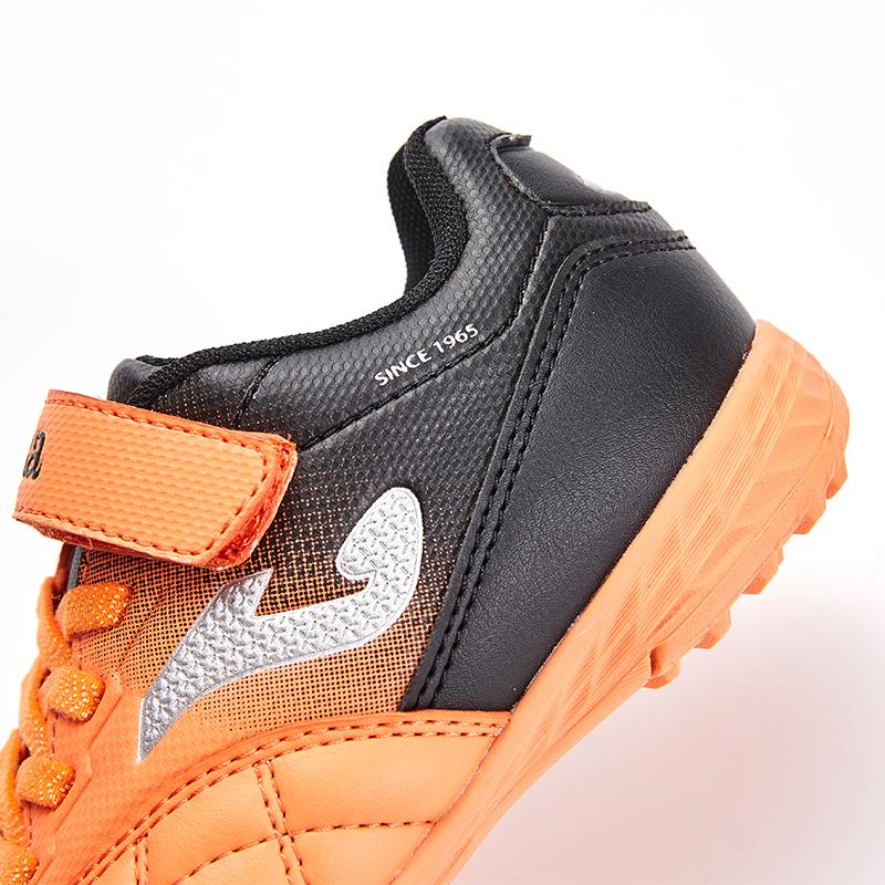 兒童魔術貼碎釘足球鞋 LIGA T1 - TF 【黑橙】