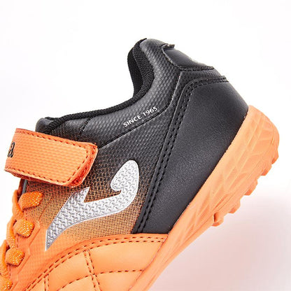 兒童魔術貼碎釘足球鞋 LIGA T1 - TF 【黑橙】