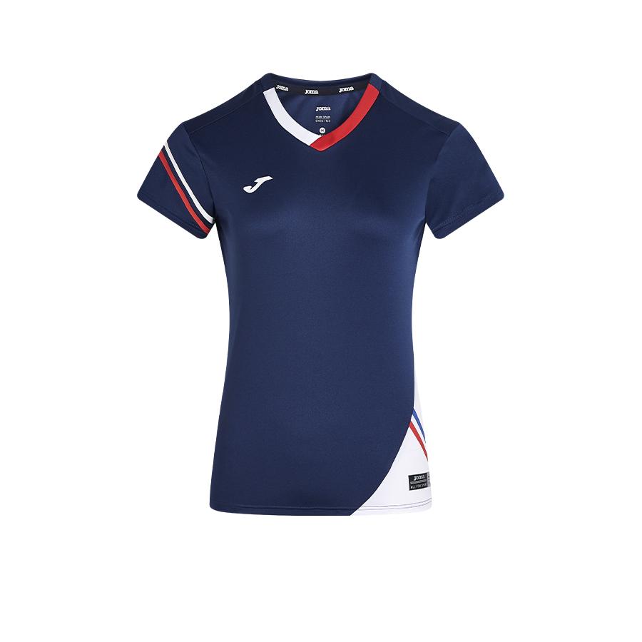 Women's V-neck quick-drying tennis T-shirt [navy blue] 