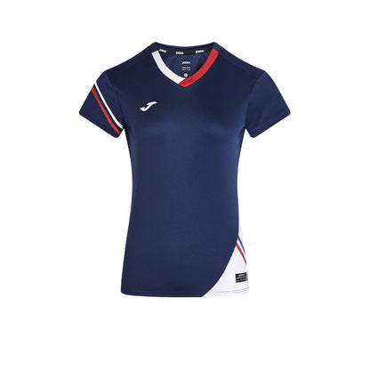 Women's V-neck quick-drying tennis T-shirt [navy blue] 