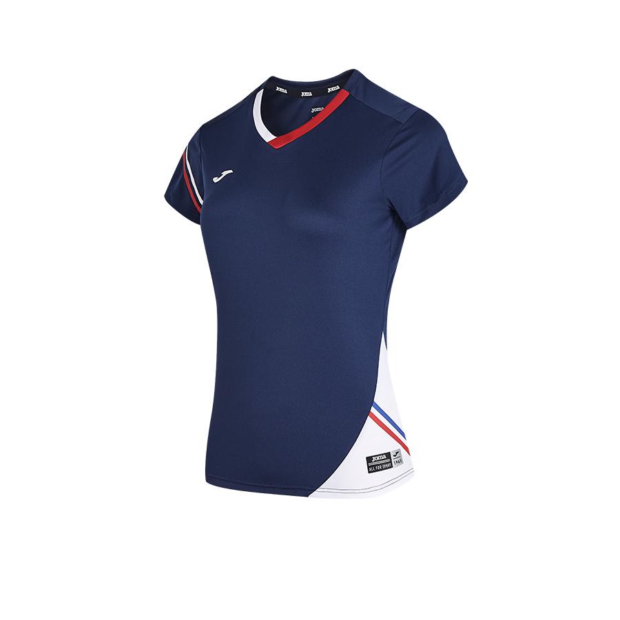 Women's V-neck quick-drying tennis T-shirt [navy blue] 