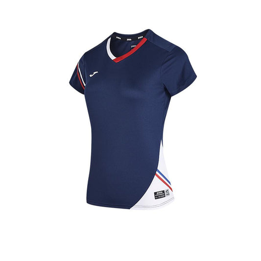 Women's V-neck quick-drying tennis T-shirt [navy blue] 