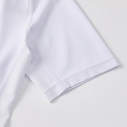 Men's breathable quick-drying tight-fitting short-sleeved shirt [white] 