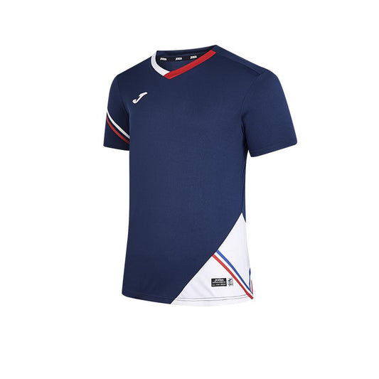 Men's V-neck quick-drying tennis T-shirt [navy blue] 