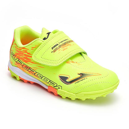 兒童魔術貼碎釘足球鞋 SUPER COPA JR - TF 【螢光綠】