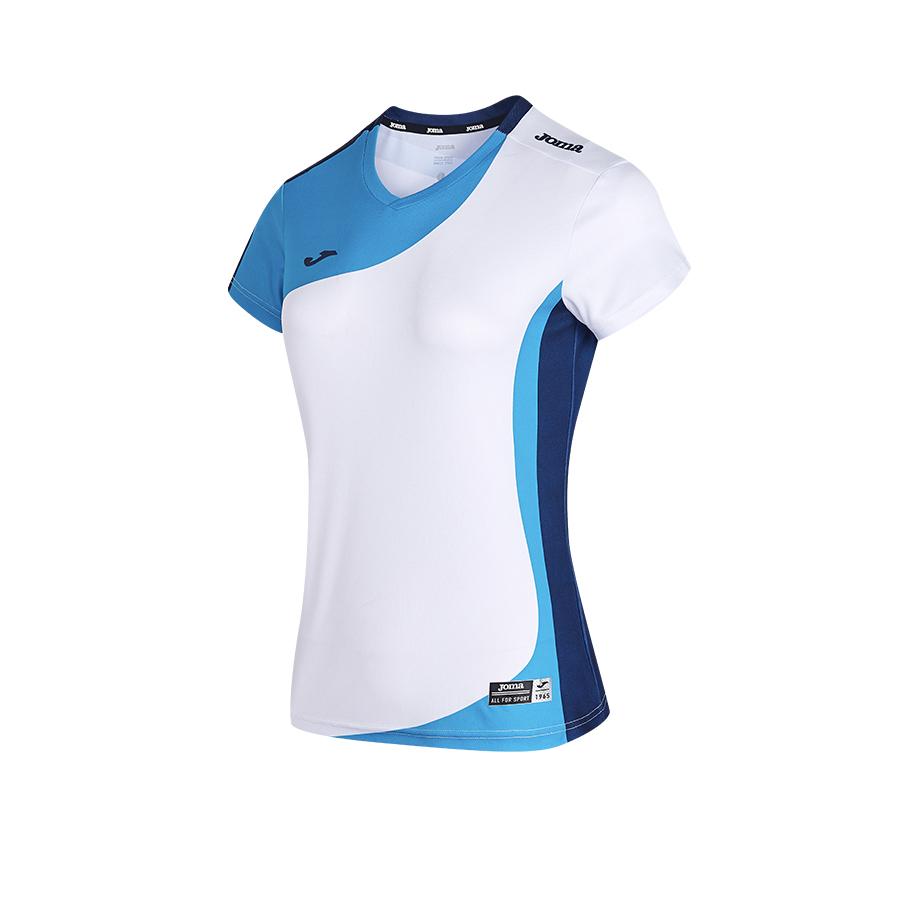 Women's breathable tennis T-shirt [white and blue]
