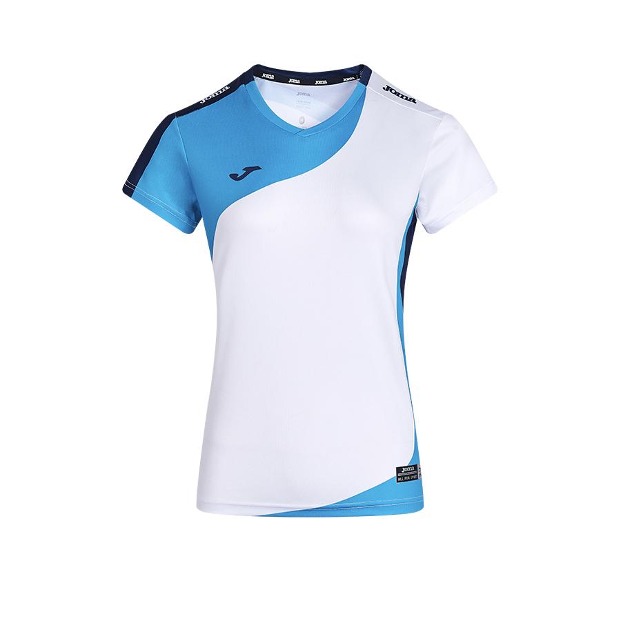Women's breathable tennis T-shirt [white and blue]