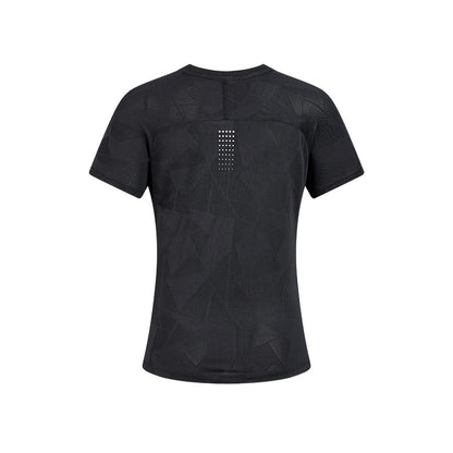 女子網孔涼感運動短袖T恤【黑色】