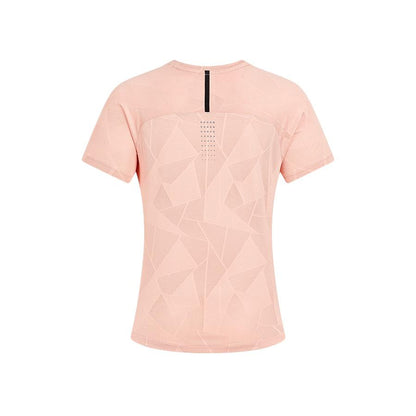 女子網孔涼感運動短袖T恤【粉紅色】