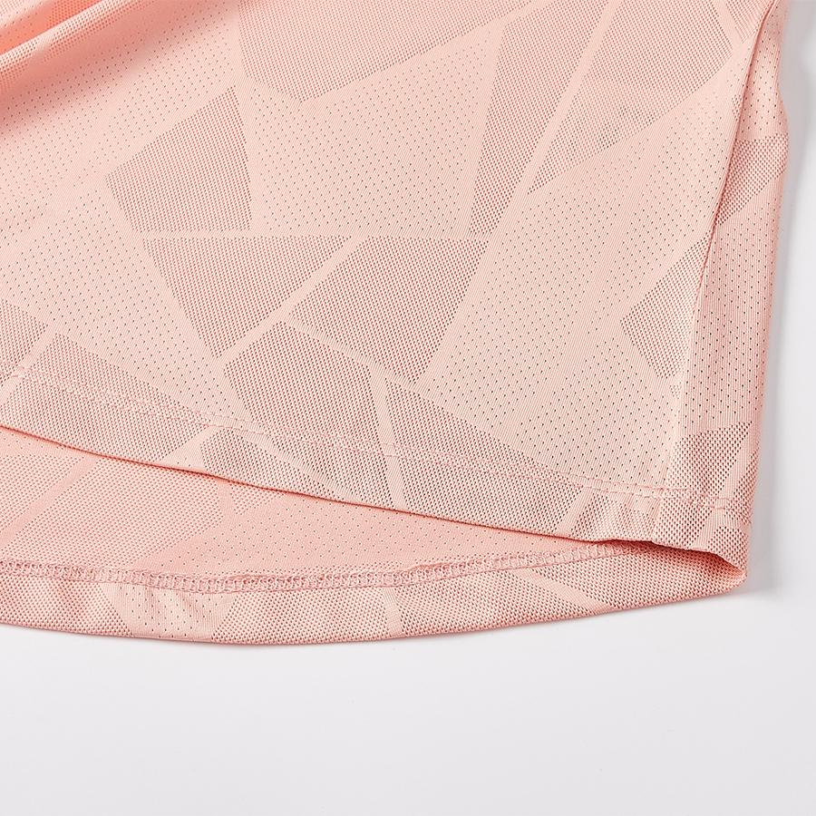 女子網孔涼感運動短袖T恤【粉紅色】