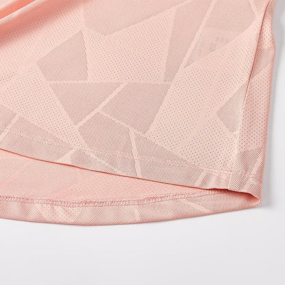 女子網孔涼感運動短袖T恤【粉紅色】