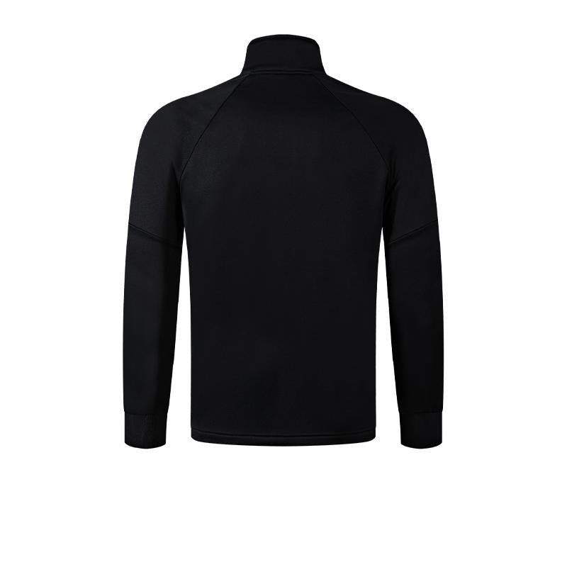 Knitted long-sleeved zipper shirt [black]